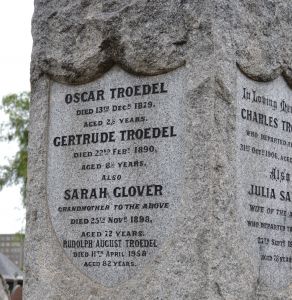 Oscar Troedel,
Gertrude Troedel,
Sarah Glover,
Rudolph August Troedel