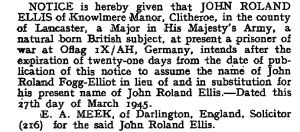 John Roland Ellis changes name to John Roland Fogg-Elliot