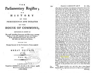 From The Parliamentary Register of the House of Commons, 1783.