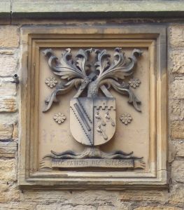 'Nec Pavidus Nec Superbus' (neither fearful nor overbearing). One of the two coats of arms on Elvet Hill, Durham.