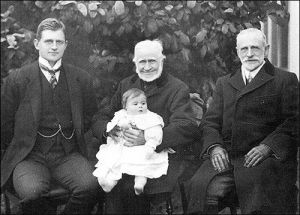 L-R: John Hershell Skinner, his grandfather George Skinner and father William Banks Skinner. The child is John's son, John Hershell Skinner II